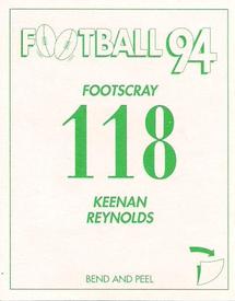 1994 Select AFL Stickers #118 Keenan Reynolds Back